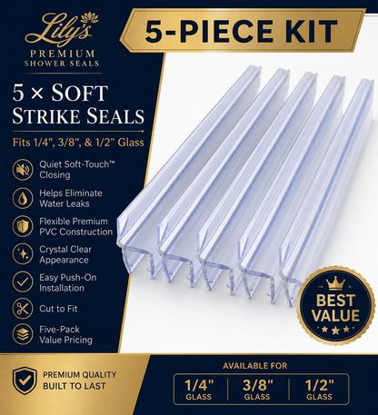 5-Piece Soft Strike Seal Kit | Premium Frameless Shower Door Replacement Seals