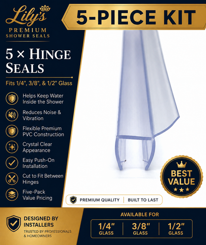 5-Piece Hinge Seal Kit | Premium Frameless Shower Door Replacement Seals