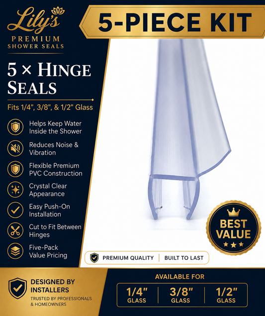 5-Piece Hinge Seal Kit | Premium Frameless Shower Door Replacement Seals