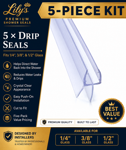 5-Piece Drip Seal Kit | Premium Frameless Shower Door Replacement Seals