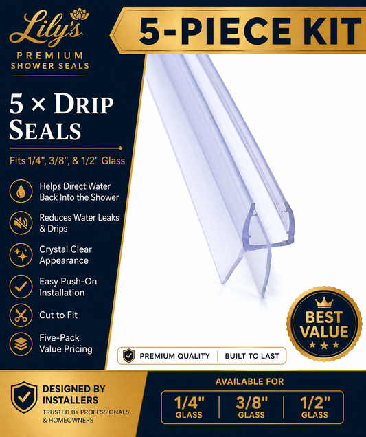 5-Piece Drip Seal Kit | Premium Frameless Shower Door Replacement Seals