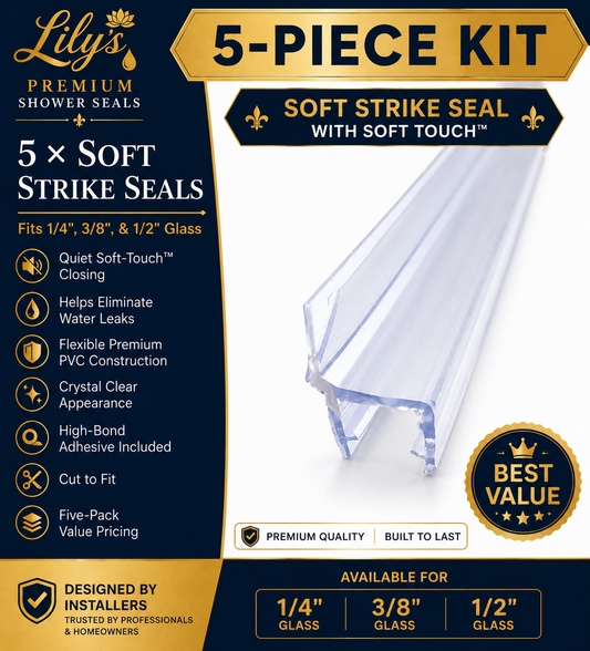 5-Piece Soft Strike Seal Kit | Premium Frameless Shower Door Replacement Seals