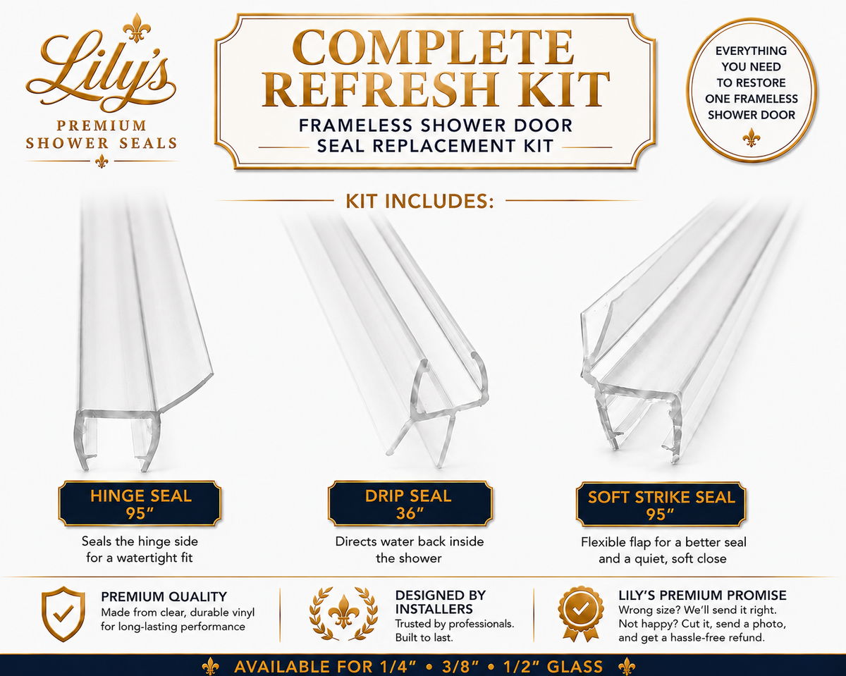 Complete Refresh Kit | Frameless Shower Door Seal Replacement Kit.