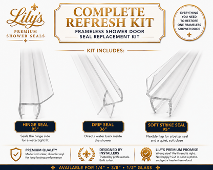 Complete Refresh Kit | Frameless Shower Door Seal Replacement Kit.